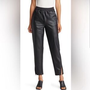 Halogen Faux Leather Elastic Waist Black Pants New!